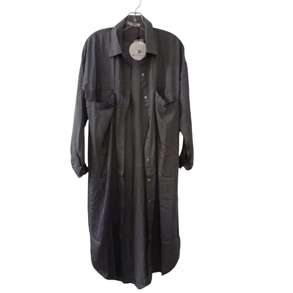 NEW Toby Heart Ginger Long Shirt Dress Sz M Khaki Green Boho Pockets‎ Lagenlook